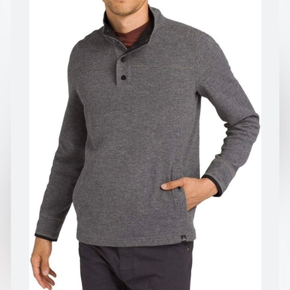 Prana Men's Charcoal Leonidas Sweater from Recycled Wool